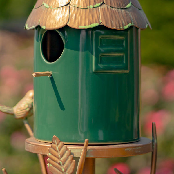 Iron & Porcelain Birdhouse Stakes
