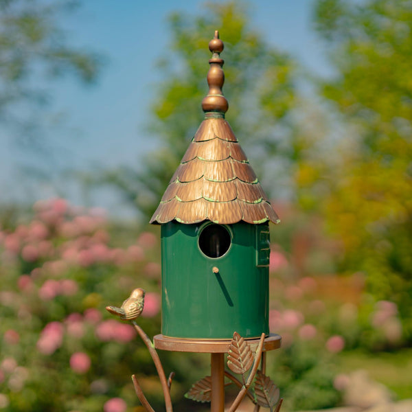 Iron & Porcelain Birdhouse Stakes