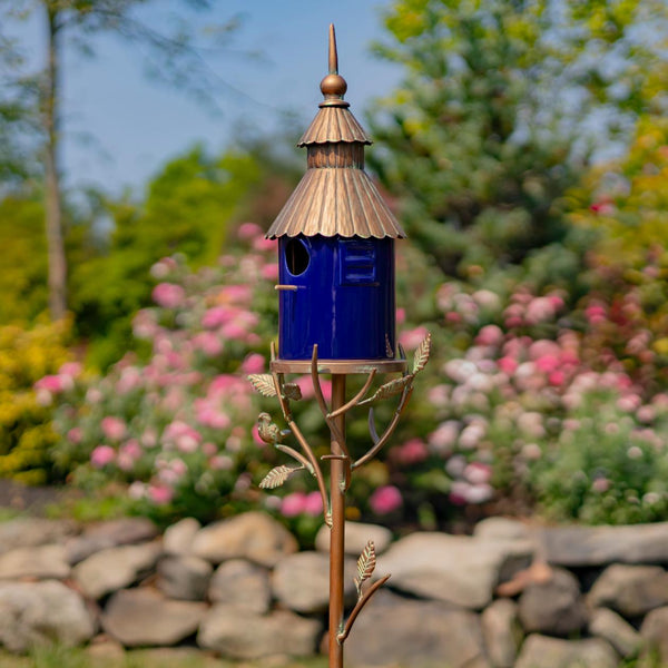 Iron & Porcelain Birdhouse Stakes