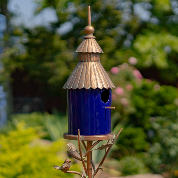 Iron & Porcelain Birdhouse Stakes