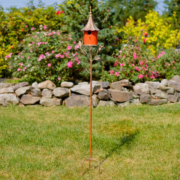 Iron & Porcelain Birdhouse Stakes