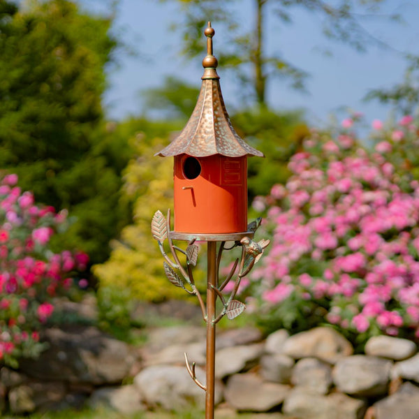 Iron & Porcelain Birdhouse Stakes