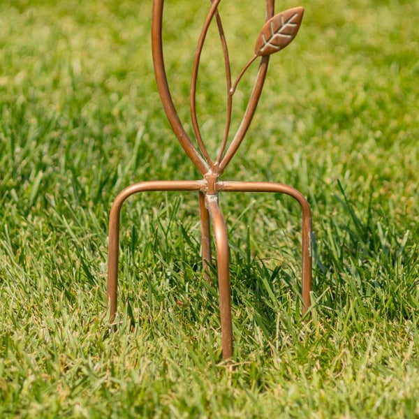 Elegant Iron Birdhouse Stake with 3 Angel Trumpet Bells 45" Tall