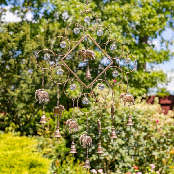 33.7" Long Bohemian Style Metal "Chobe" Wind Chimes with Sun & Stars