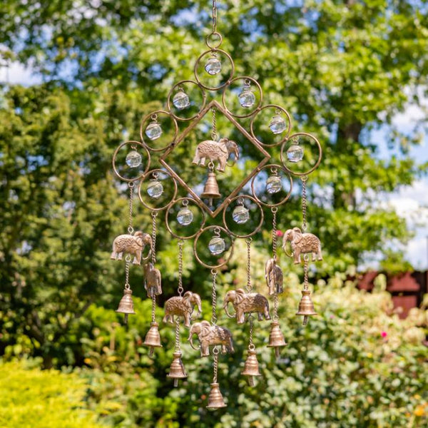 33.7" Long Bohemian Style Metal "Chobe" Wind Chimes with Sun & Stars