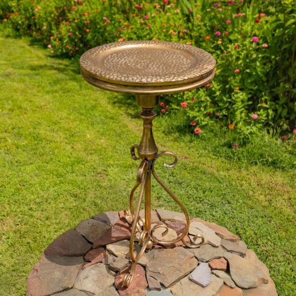 Gold Round Metal Plant Stand-Birdfeeder 29.3" Tall