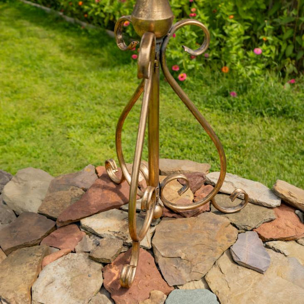 Gold Round Metal Plant Stand-Birdfeeder 29.3" Tall