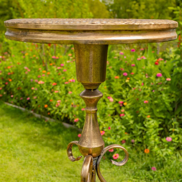 Gold Round Metal Plant Stand-Birdfeeder 29.3" Tall
