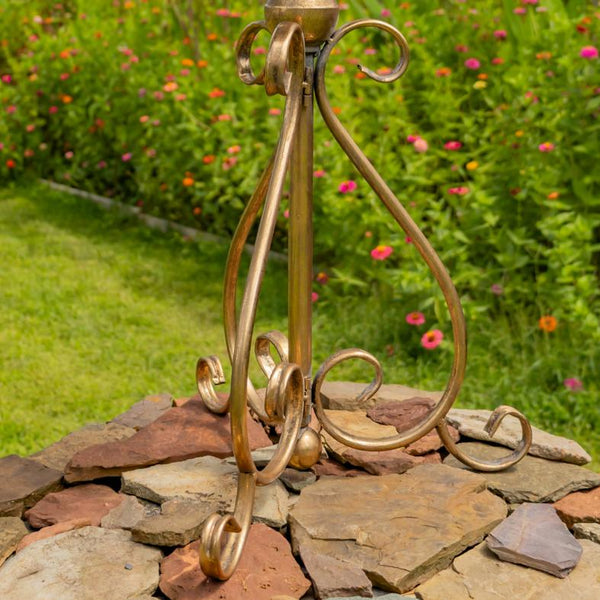 Gold Round Metal Plant Stand-Birdfeeder 29.3" Tall