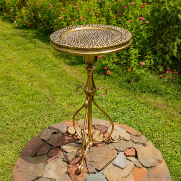 Gold Round Metal Plant Stand-Birdfeeder 29.3" Tall