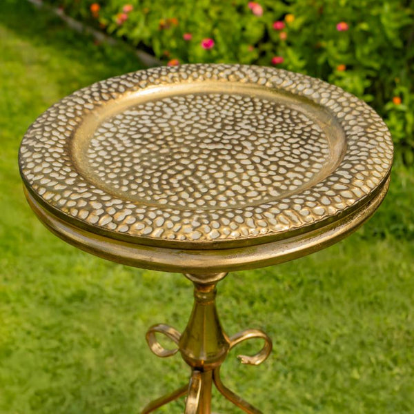 Gold Round Metal Plant Stand-Birdfeeder 29.3" Tall