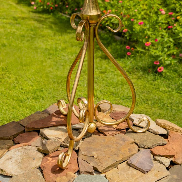 Gold Round Metal Plant Stand-Birdfeeder 29.3" Tall