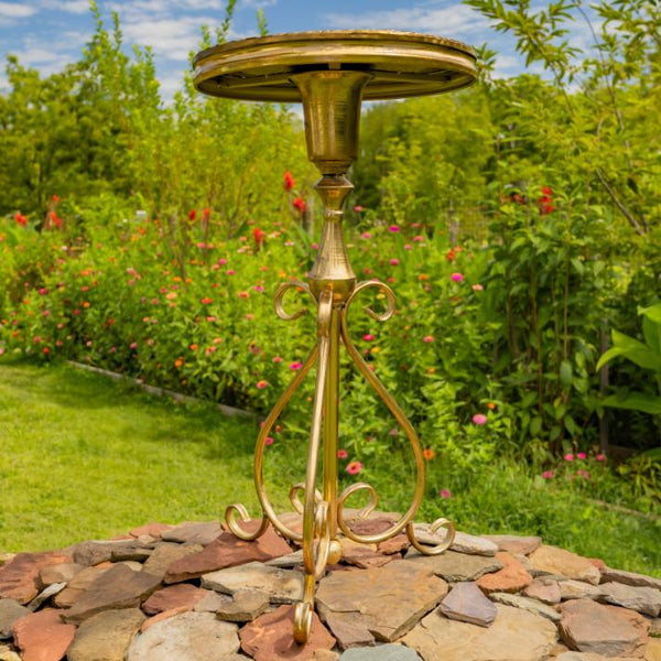 Gold Round Metal Plant Stand-Birdfeeder 29.3" Tall