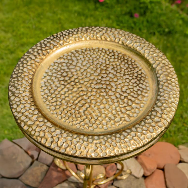 Gold Round Metal Plant Stand-Birdfeeder 29.3" Tall