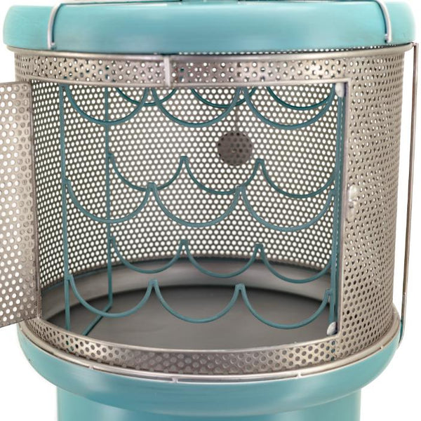 Old Style Gas-Pump-Shaped Wine Rack in Blue-Green "Route 66" 69.5" Tall