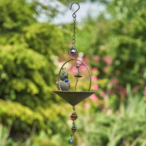 Set of 6 Assorted Animal Hanging Umbrella Bird Feeder Wind Chimes