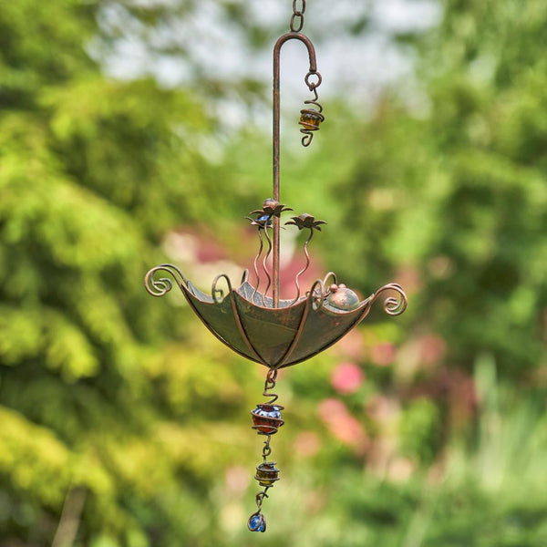 Set of 6 Assorted Animal Hanging Umbrella Bird Feeder Wind Chimes