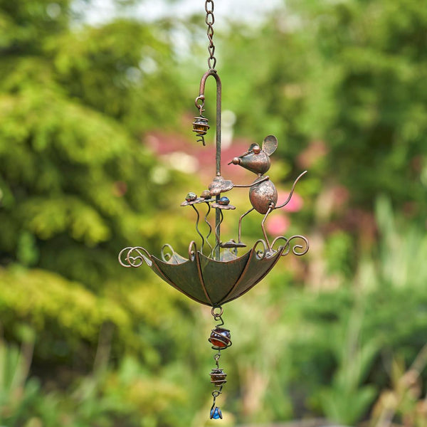 Set of 6 Assorted Animal Hanging Umbrella Bird Feeder Wind Chimes