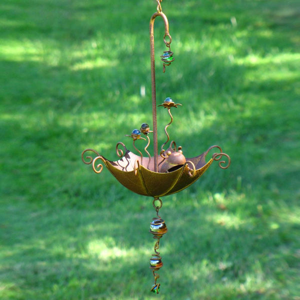 Set of 6 Assorted Animal Hanging Umbrella Bird Feeder Wind Chimes