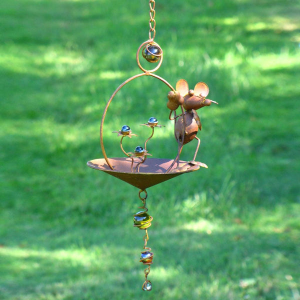 Set of 6 Assorted Animal Hanging Umbrella Bird Feeder Wind Chimes
