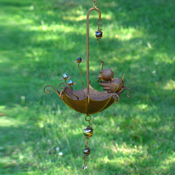 Set of 6 Assorted Animal Hanging Umbrella Bird Feeder Wind Chimes