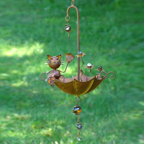 Set of 6 Assorted Animal Hanging Umbrella Bird Feeder Wind Chimes