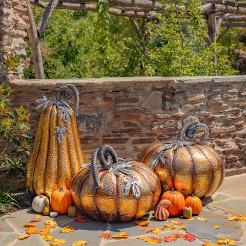 Gold-Brushed Iron Pumpkin Decorations 3 Sizes