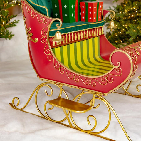 8ft. Long Opulent Metal Christmas Sleigh "Good King Wenceslas"