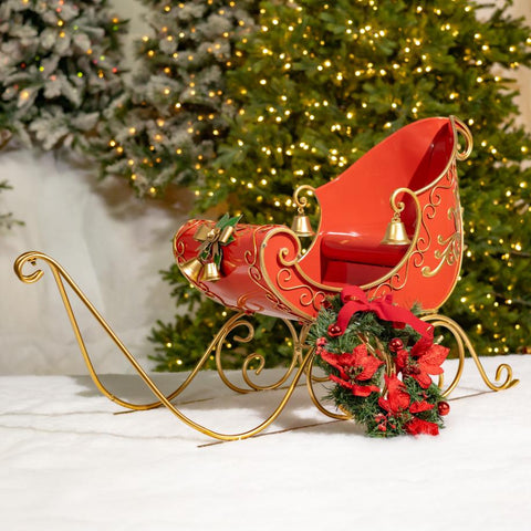 Opulent Metal Christmas Sleigh "Joyeux Noël" 3.7 Ft Long