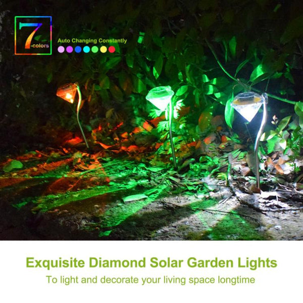 4Pcs Solar Garden Light Outdoor LED Lights 7-Color Changing Waterproof Pathway Stakes