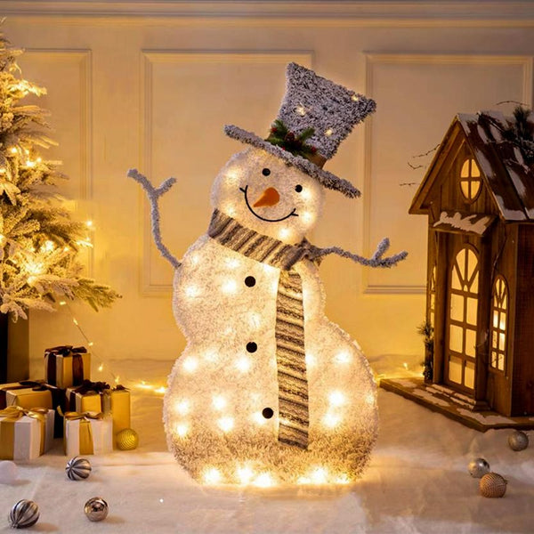 LED Christmas Snowman Decoration Collapsible Battery Lighted Outdoor Garden Light
