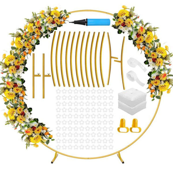 7.3FT Metal Round Arch Reusable Circle Backdrop Stand Wedding Party Arch Frame