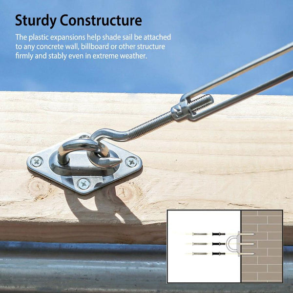 Sun Shade Sail Hardware Kit Stainless Steel Canopy Installation Kit Fixing Accessory for Rectangular Square Shade Sail Installation