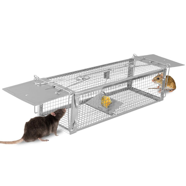 Humane Dual Door Rat Trap Cage Live Rodent Metal Mesh Mice Mouse Control