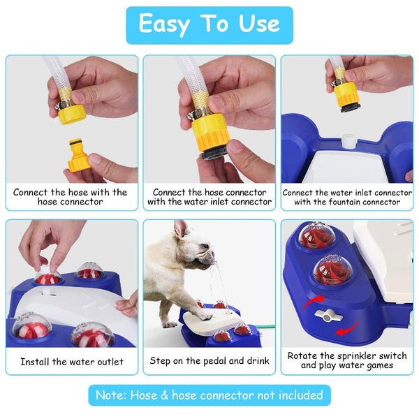 Step-on Activated Dog Water Fountain Automatic Pet Water Dispenser Sprinkler Drinking Shower