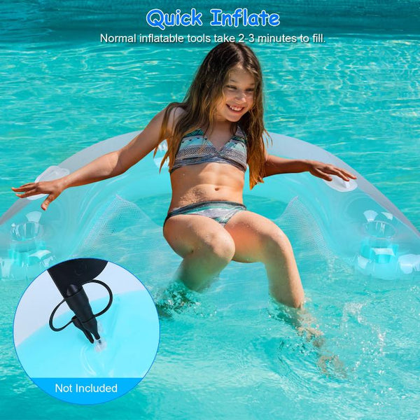 2Pcs Inflatable Float Pool Chair 286lbs Load Water Lounger Floating Mattress with Cup Holder Arm Rest Outdoor Pool Party Beach
