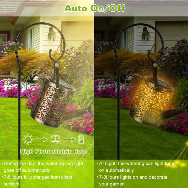 Solar Powered Watering Can Garden Stake Light LED Garden Fairy Decoration
