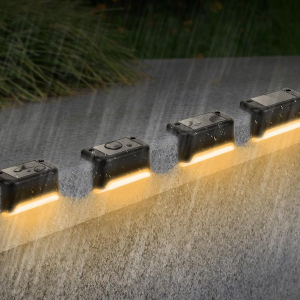 4 Pack Solar Powered LED Step Lights Outdoor Waterproof Dusk To Dawn Sensors