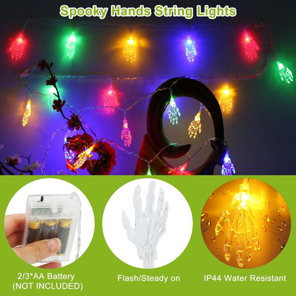 3Pcs String Lights Halloween Light Decorations 24ft Halloween Colorful 3D Skeleton Ghost