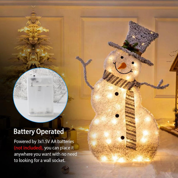 LED Christmas Snowman Decoration Collapsible Battery Lighted Outdoor Garden Light