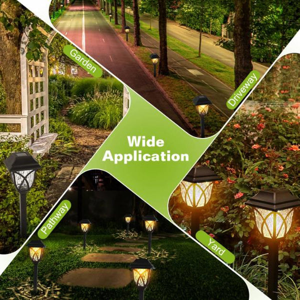 6 Pack Solar Powered Stake Light Decorative Landscape Lamps Waterproof Auto On/Off