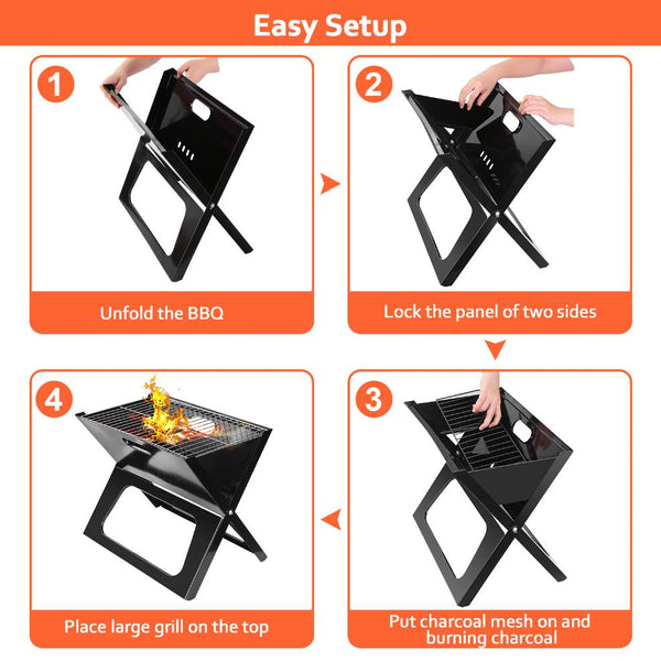Portable BBQ Barbecue Grill Foldable Charcoal Grill Camping Garden Outdoor Travel