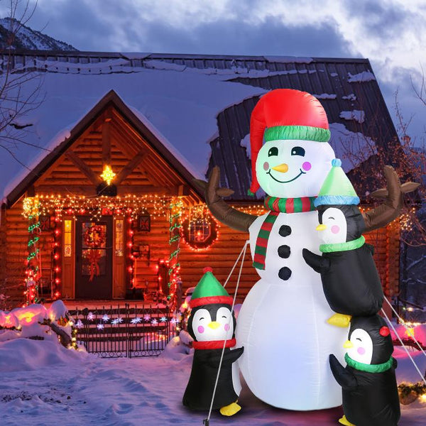 5.9FT Christmas Inflatable Outdoor Decoration Snowman Penguin Blow Up Yard Decoration