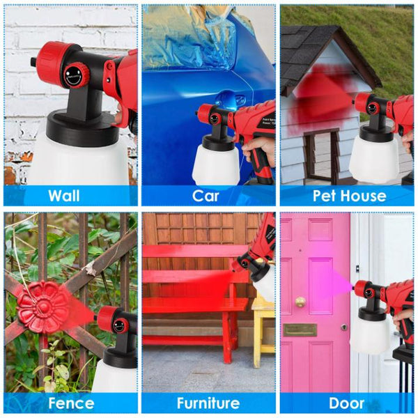 750W Electric Paint Sprayer Handheld HVLP Spray Painter Painting Spray Gun For Fences Brick Walls w/ 3 Spray Patterns 1000ML Detachable Cup