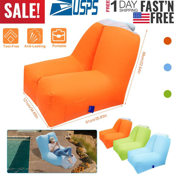 Inflatable Lounger Air Sofa Chair Couch Waterproof Anti-Leaking Lakeside Beach Camping
