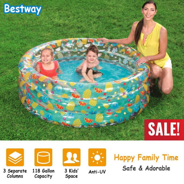 5FT Inflatable Swimming Pool Blow Up For 3 Kids Foldable Swim Ball Pool Backyard Beach