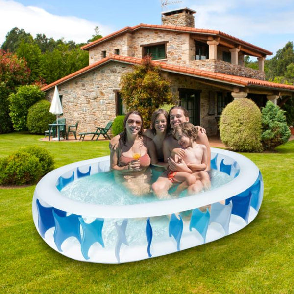 Inflatable Oval Swimming Pool For Kids Blow Up Foldable Swim Ball Pool Backyard Beach 90×60×20 inch