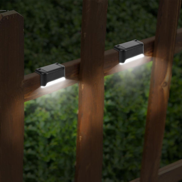 4 Pack Solar LED Step Lights Outdoor Dusk To Dawn Sensors Fence Lamps Stairs Yard Railing