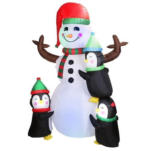 5.9FT Christmas Inflatable Outdoor Decoration Snowman Penguin Blow Up Yard Decoration