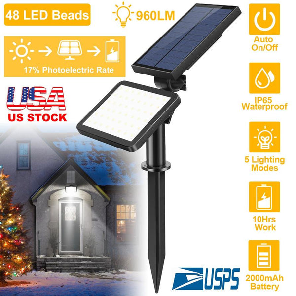 48 LEDs Solar Spotlight Outdoor Light Sensor Wall Lawn Garden Lamp Waterproof